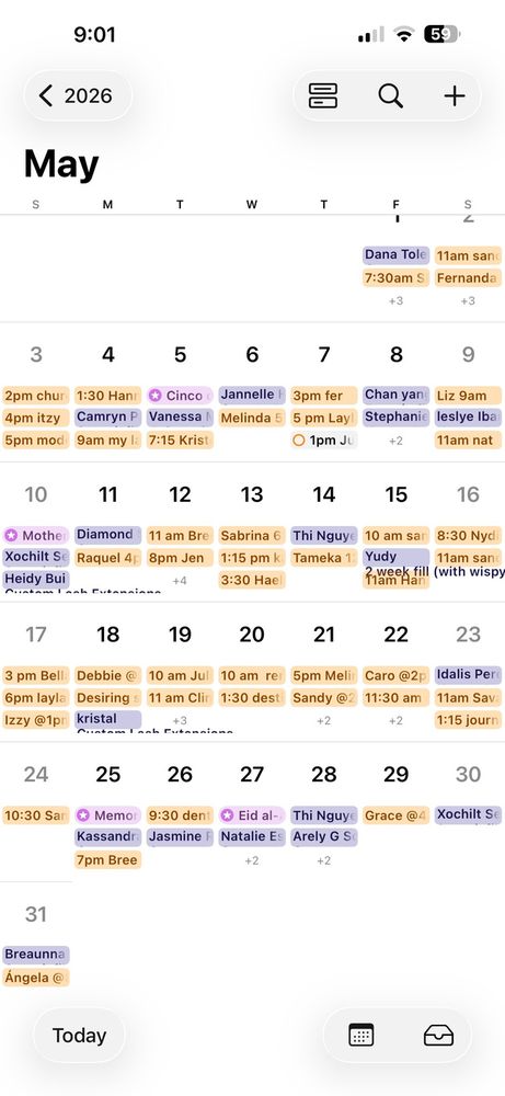 A fully booked monthly calendar